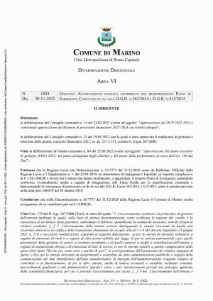 thumbnail of Determina 1034_2022 Accertamento contributo Regione PEC